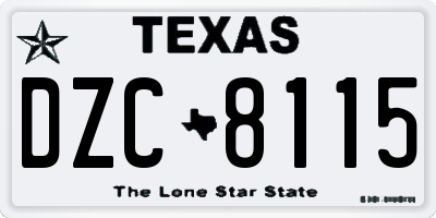 TX license plate DZC8115