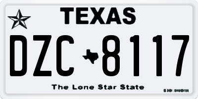 TX license plate DZC8117