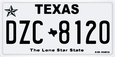TX license plate DZC8120