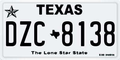 TX license plate DZC8138