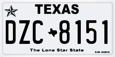 TX license plate DZC8151