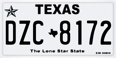 TX license plate DZC8172