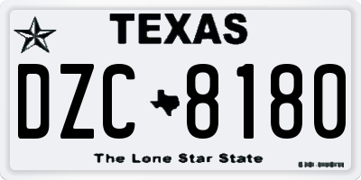 TX license plate DZC8180