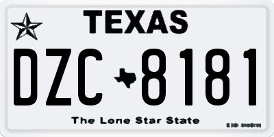 TX license plate DZC8181