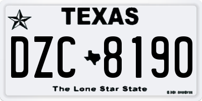 TX license plate DZC8190