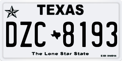TX license plate DZC8193