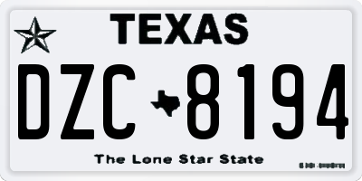 TX license plate DZC8194