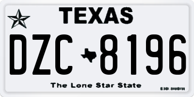 TX license plate DZC8196