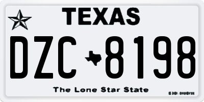 TX license plate DZC8198