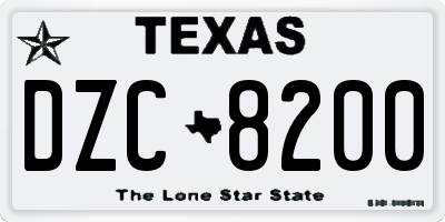 TX license plate DZC8200
