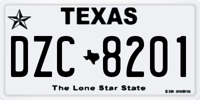 TX license plate DZC8201