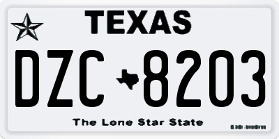 TX license plate DZC8203