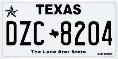 TX license plate DZC8204