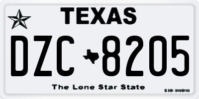 TX license plate DZC8205