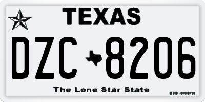 TX license plate DZC8206