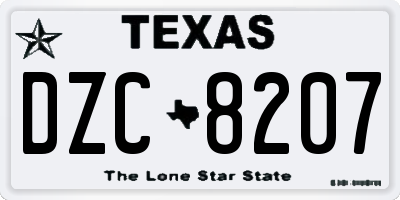 TX license plate DZC8207