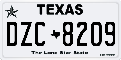 TX license plate DZC8209