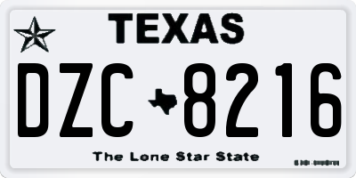 TX license plate DZC8216
