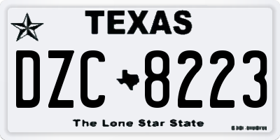 TX license plate DZC8223