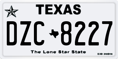 TX license plate DZC8227