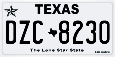 TX license plate DZC8230