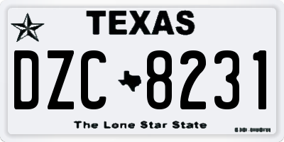 TX license plate DZC8231