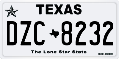 TX license plate DZC8232