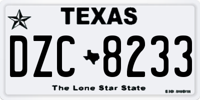TX license plate DZC8233