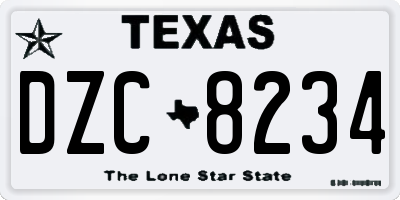 TX license plate DZC8234