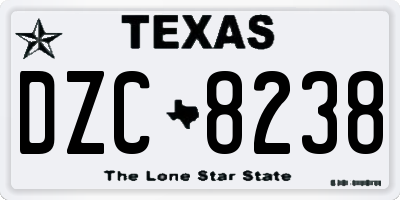 TX license plate DZC8238