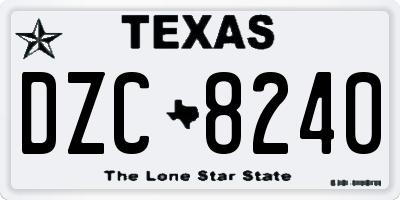 TX license plate DZC8240