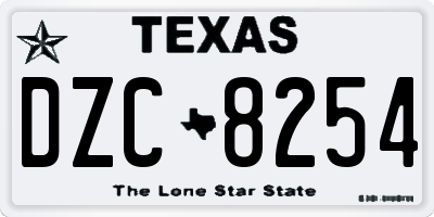 TX license plate DZC8254
