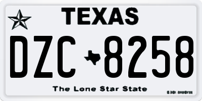 TX license plate DZC8258