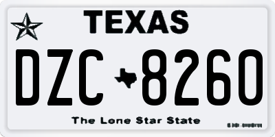TX license plate DZC8260