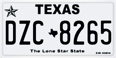 TX license plate DZC8265