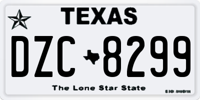TX license plate DZC8299