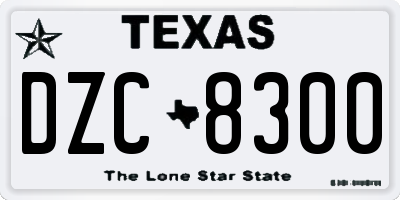 TX license plate DZC8300