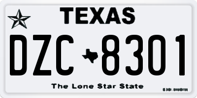 TX license plate DZC8301