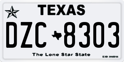 TX license plate DZC8303