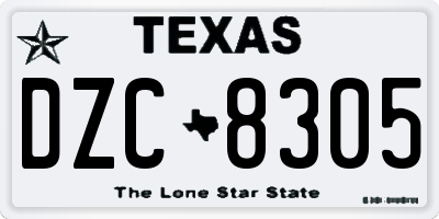 TX license plate DZC8305