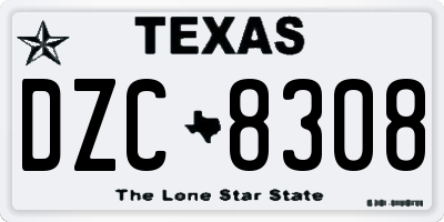 TX license plate DZC8308