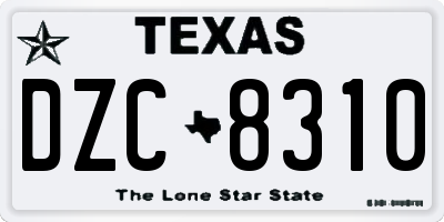 TX license plate DZC8310