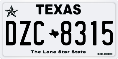 TX license plate DZC8315