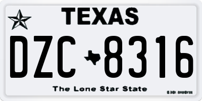 TX license plate DZC8316