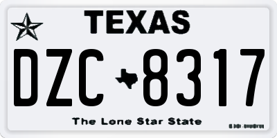 TX license plate DZC8317