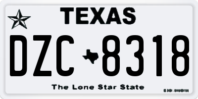 TX license plate DZC8318