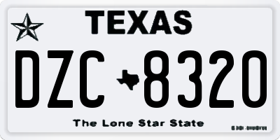 TX license plate DZC8320