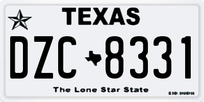 TX license plate DZC8331
