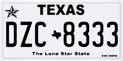 TX license plate DZC8333
