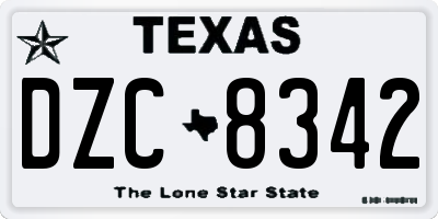 TX license plate DZC8342
